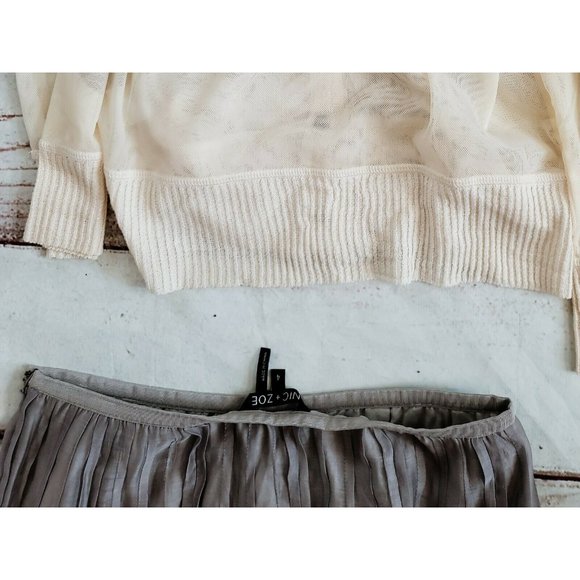 NIC + ZOE Seashell Cardigan and Gray Skirt  - Picture 7 of 9